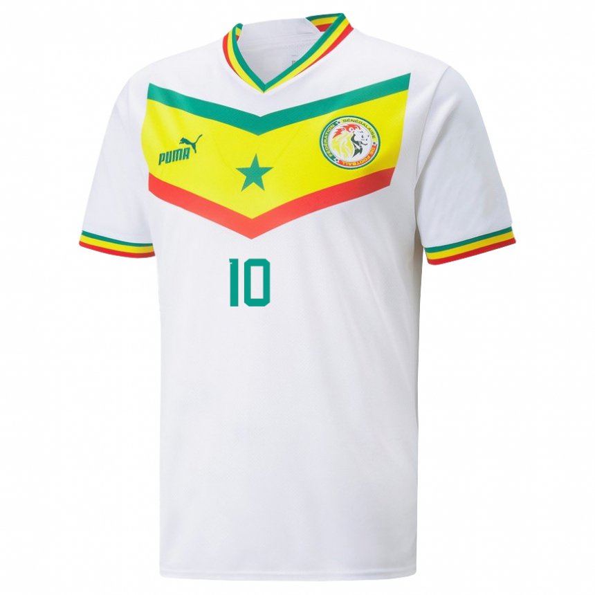 Mujer Camiseta Senegal Sadio Mane #10 Blanco 1ª Equipación 22-24 La Camisa México