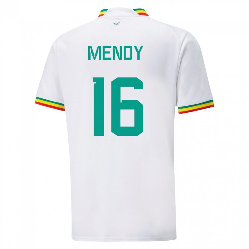 Mujer Camiseta Senegal Edouard Mendy #16 Blanco 1ª Equipación 22-24 La Camisa México