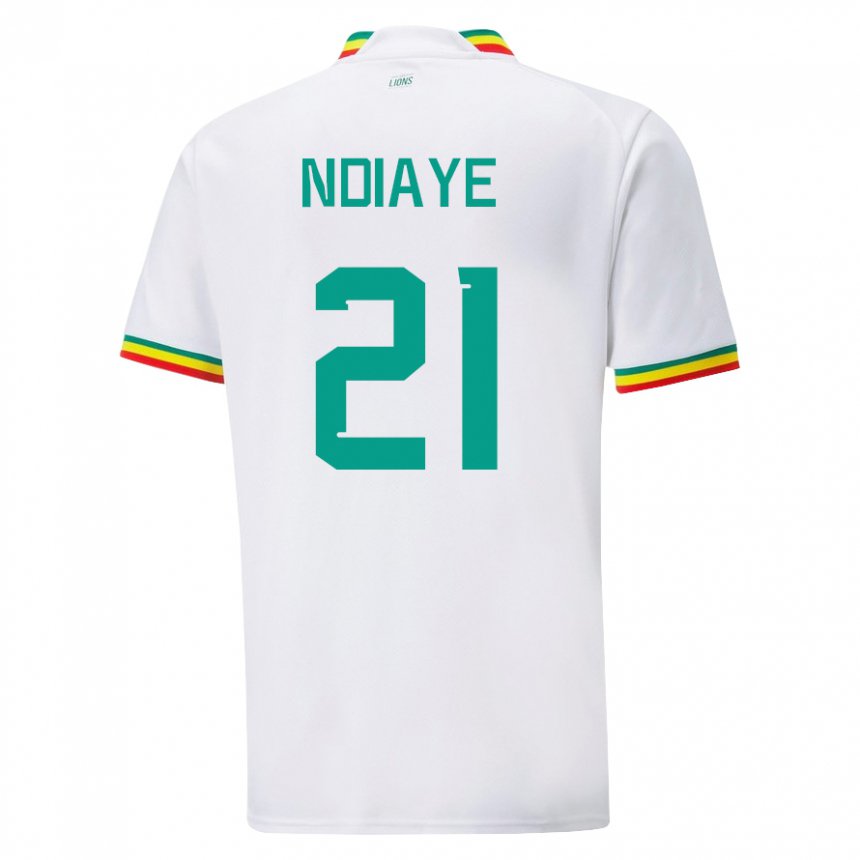 Mujer Camiseta Senegal Iliman Ndiaye #21 Blanco 1ª Equipación 22-24 La Camisa México