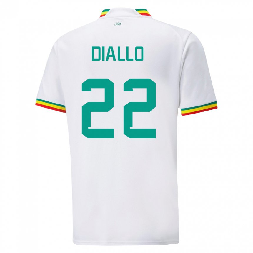 Mujer Camiseta Senegal Abdou Diallo #22 Blanco 1ª Equipación 22-24 La Camisa México