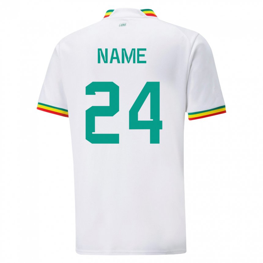 Mujer Camiseta Senegal Moustapha Name #24 Blanco 1ª Equipación 22-24 La Camisa México