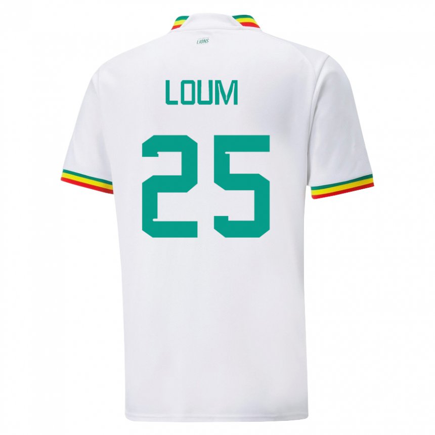 Mujer Camiseta Senegal Mamadou Loum #25 Blanco 1ª Equipación 22-24 La Camisa México