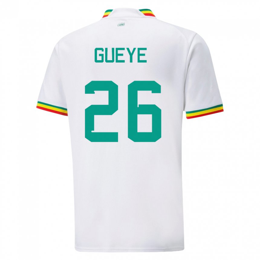 Mujer Camiseta Senegal Pape Gueye #26 Blanco 1ª Equipación 22-24 La Camisa México