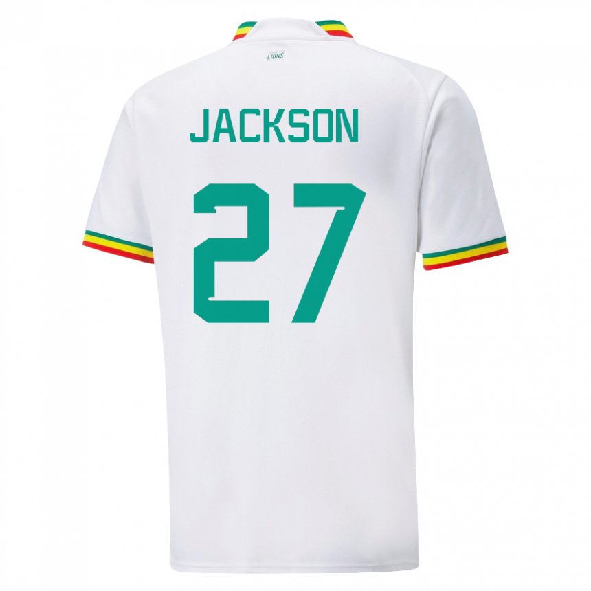 Mujer Camiseta Senegal Nicolas Jackson #27 Blanco 1ª Equipación 22-24 La Camisa México