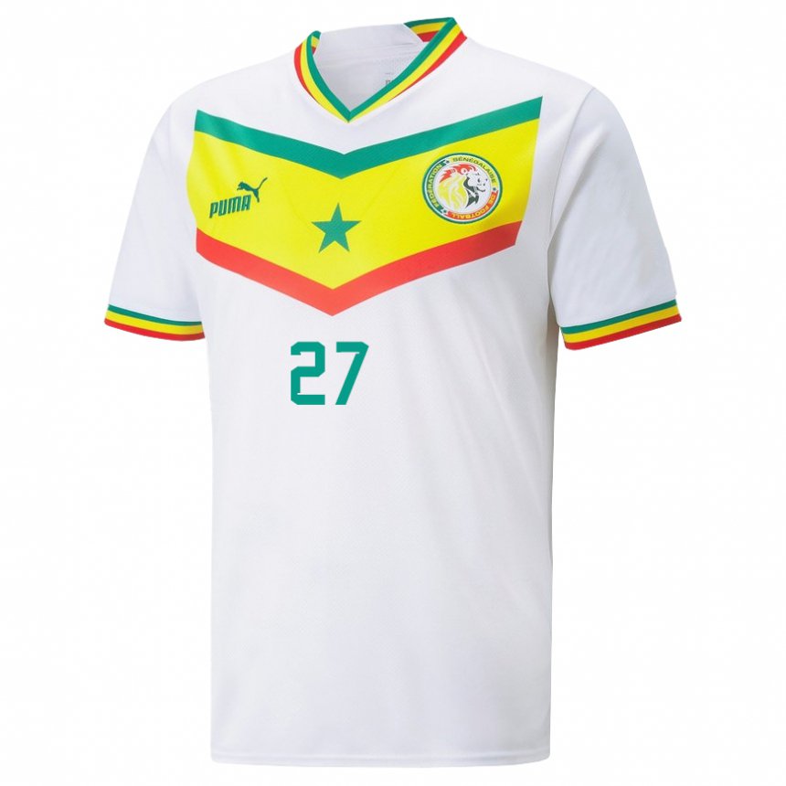 Mujer Camiseta Senegal Nicolas Jackson #27 Blanco 1ª Equipación 22-24 La Camisa México