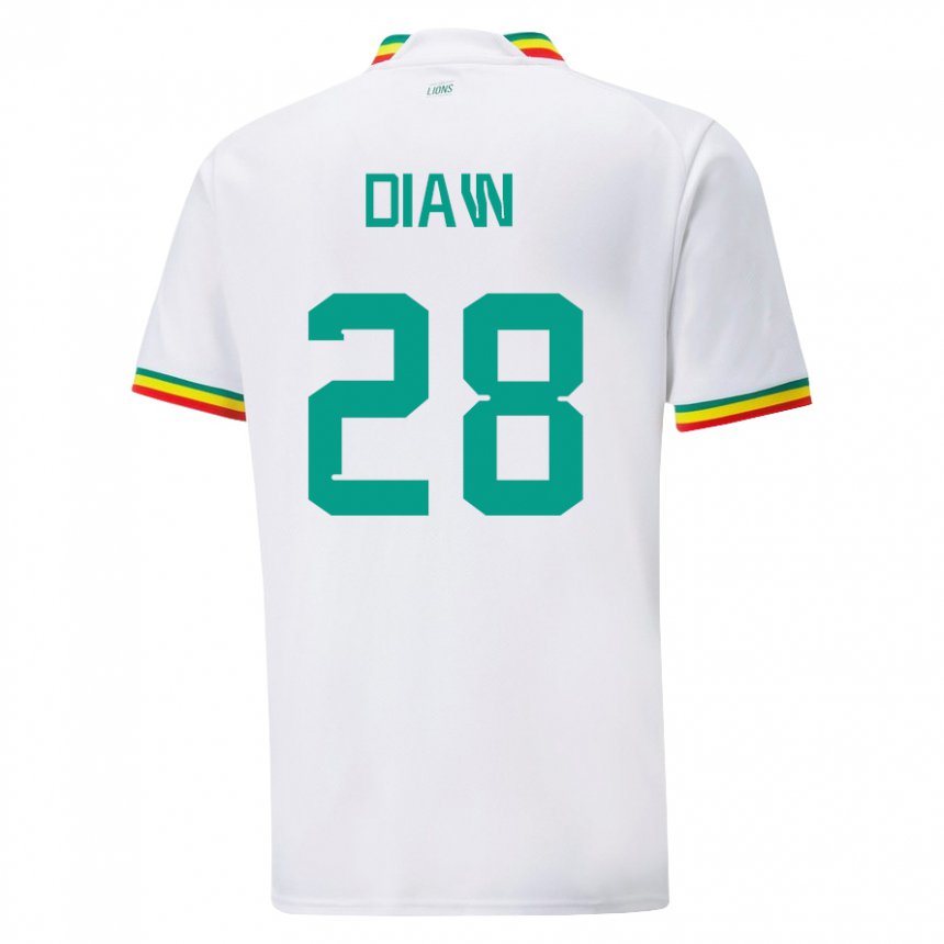 Mujer Camiseta Senegal Mory Diaw #28 Blanco 1ª Equipación 22-24 La Camisa México