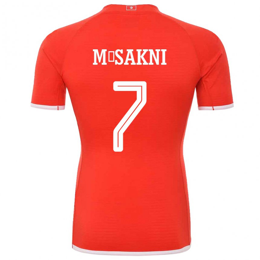 Mujer Camiseta Túnez Youssef M Sakni #7 Rojo 1ª Equipación 22-24 La Camisa México