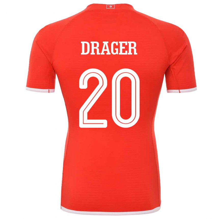 Mujer Camiseta Túnez Mohamed Drager #20 Rojo 1ª Equipación 22-24 La Camisa México