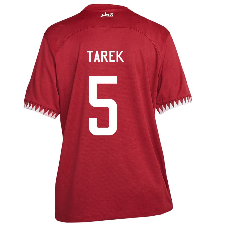 Mujer Camiseta Catar Tarek Salman #5 Granate 1ª Equipación 22-24 La Camisa México