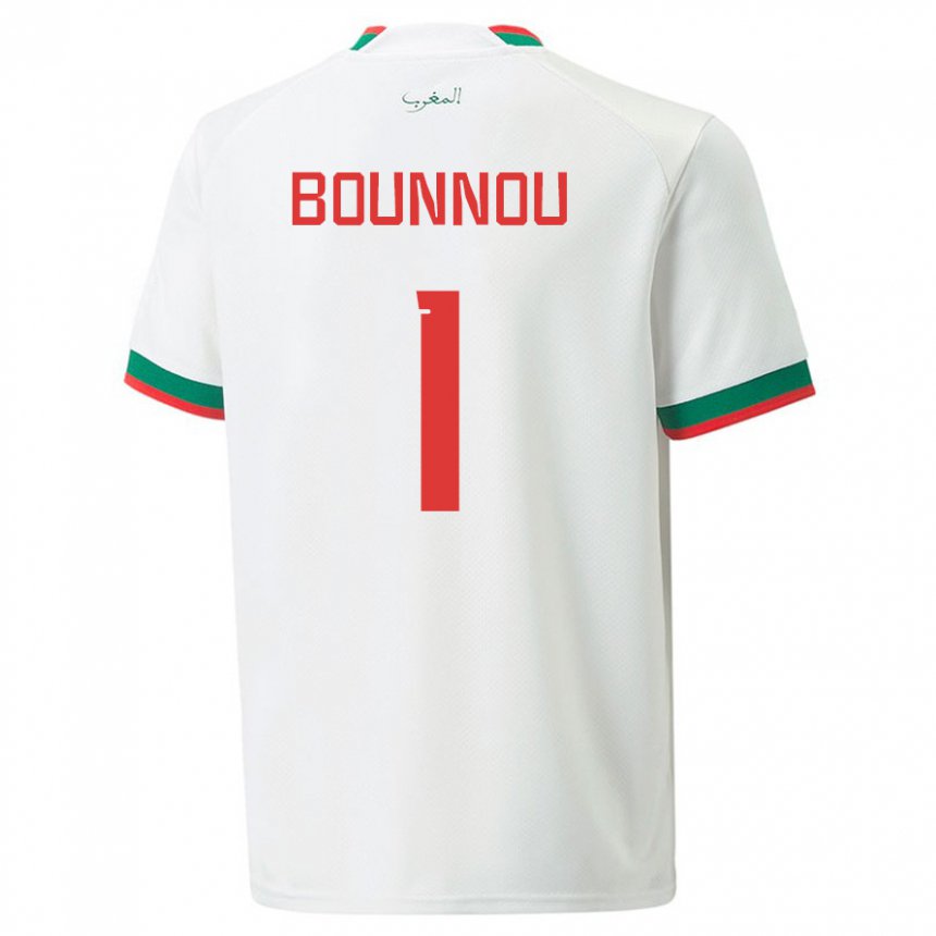 Mujer Camiseta Marruecos Yassine Bounnou #1 Blanco 2ª Equipación 22-24 La Camisa México
