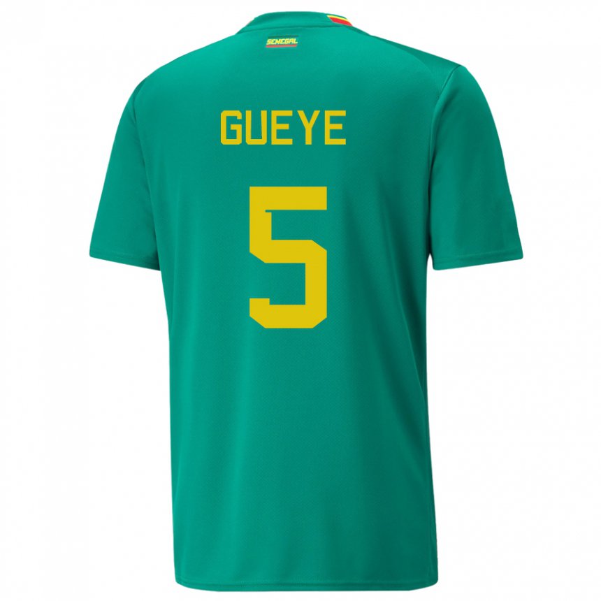 Mujer Camiseta Senegal Idrissa Gueye #5 Verde 2ª Equipación 22-24 La Camisa México