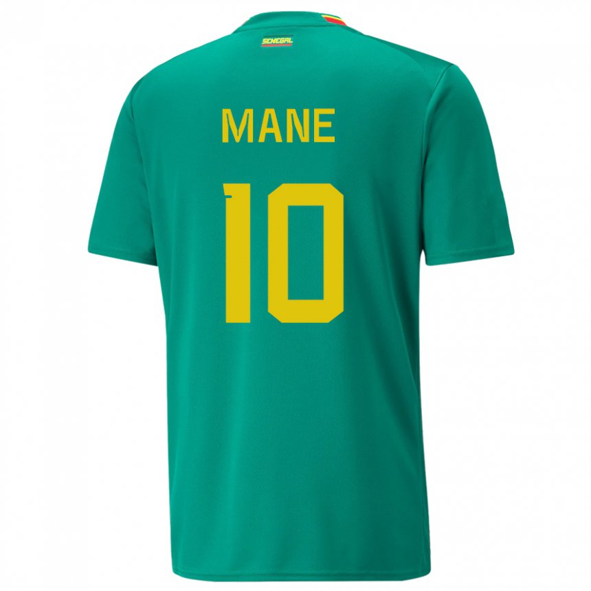 Mujer Camiseta Senegal Sadio Mane #10 Verde 2ª Equipación 22-24 La Camisa México