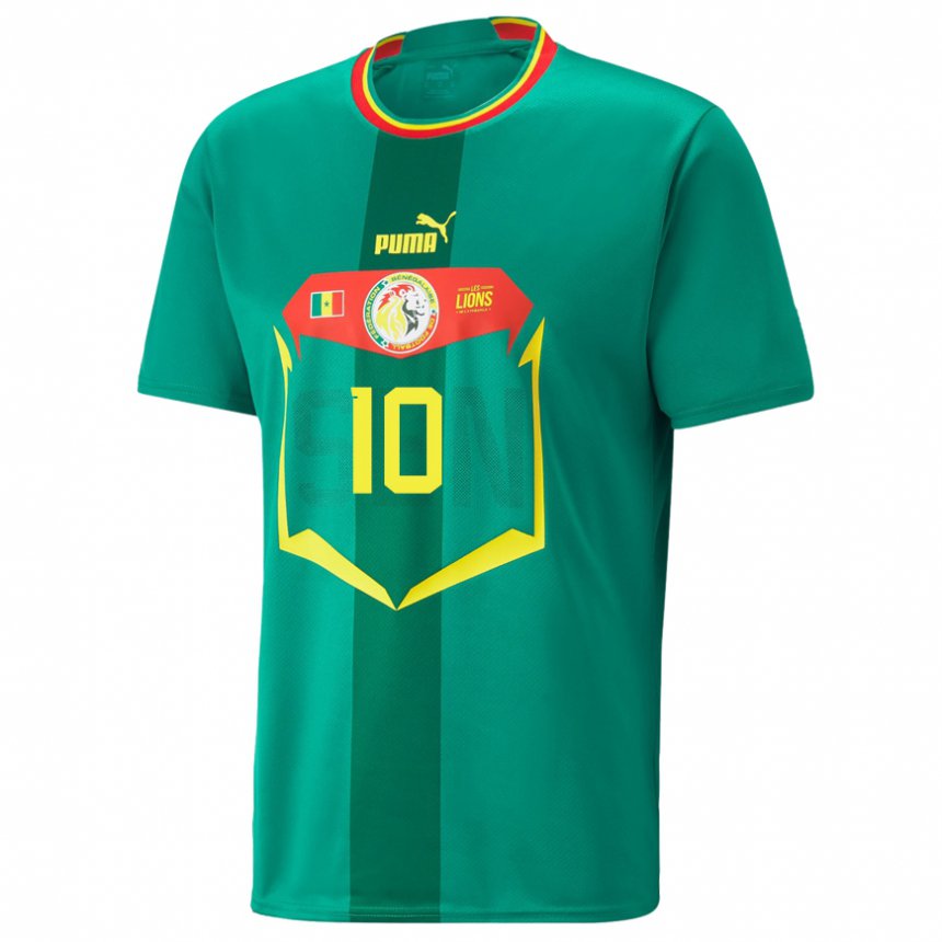 Mujer Camiseta Senegal Sadio Mane #10 Verde 2ª Equipación 22-24 La Camisa México