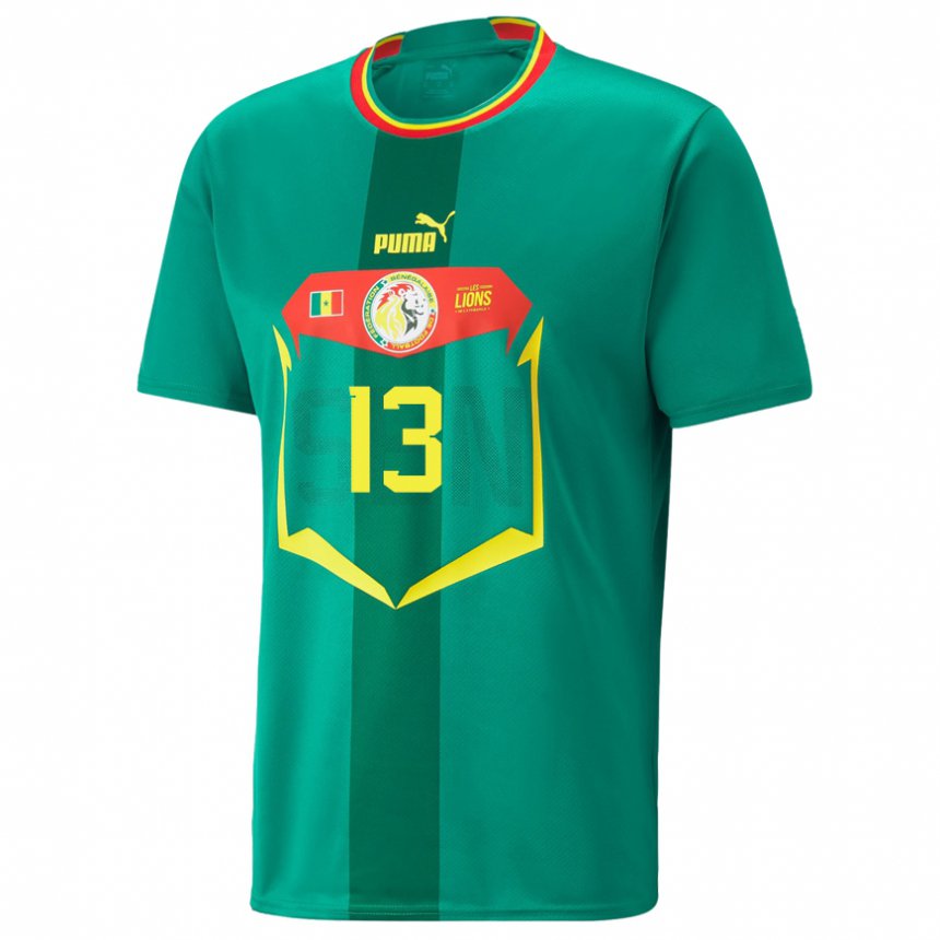 Mujer Camiseta Senegal Ismail Jakobs #13 Verde 2ª Equipación 22-24 La Camisa México