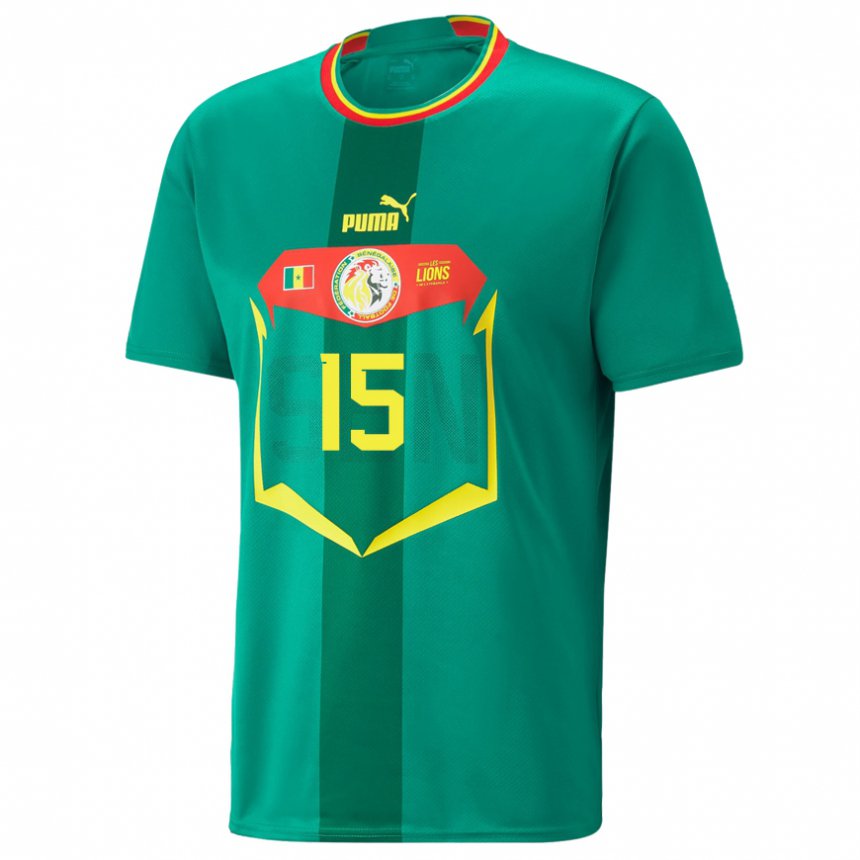 Mujer Camiseta Senegal Krepin Diatta #15 Verde 2ª Equipación 22-24 La Camisa México