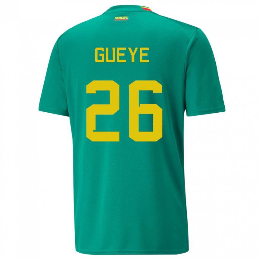 Mujer Camiseta Senegal Pape Gueye #26 Verde 2ª Equipación 22-24 La Camisa México