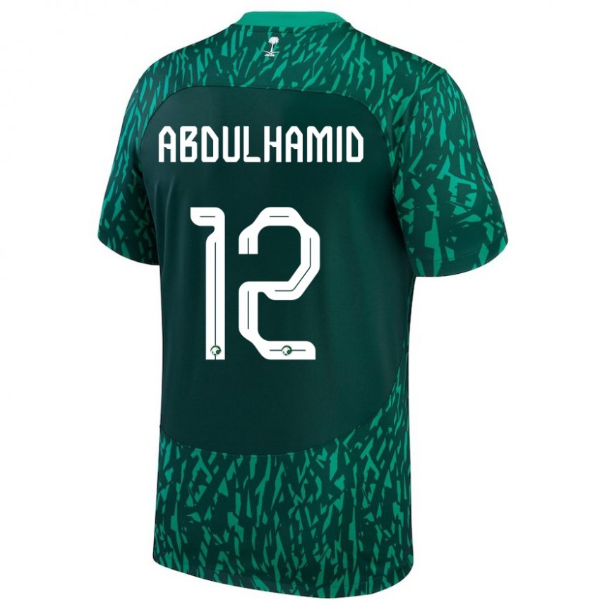 Mujer Camiseta Arabia Saudita Saud Abdulhamid #12 Verde Oscuro 2ª Equipación 22-24 La Camisa México
