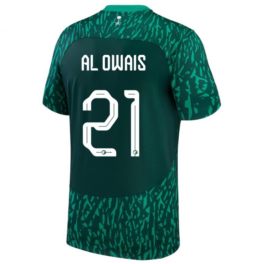 Mujer Camiseta Arabia Saudita Mohammed Al Owais #21 Verde Oscuro 2ª Equipación 22-24 La Camisa México