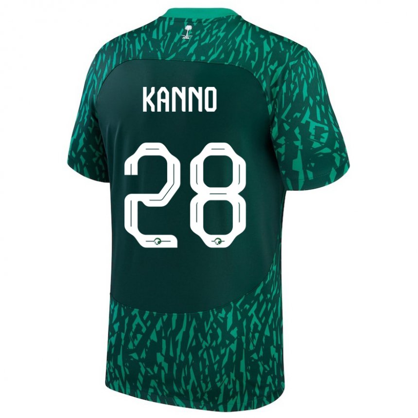 Mujer Camiseta Arabia Saudita Mohamed Kanno #28 Verde Oscuro 2ª Equipación 22-24 La Camisa México