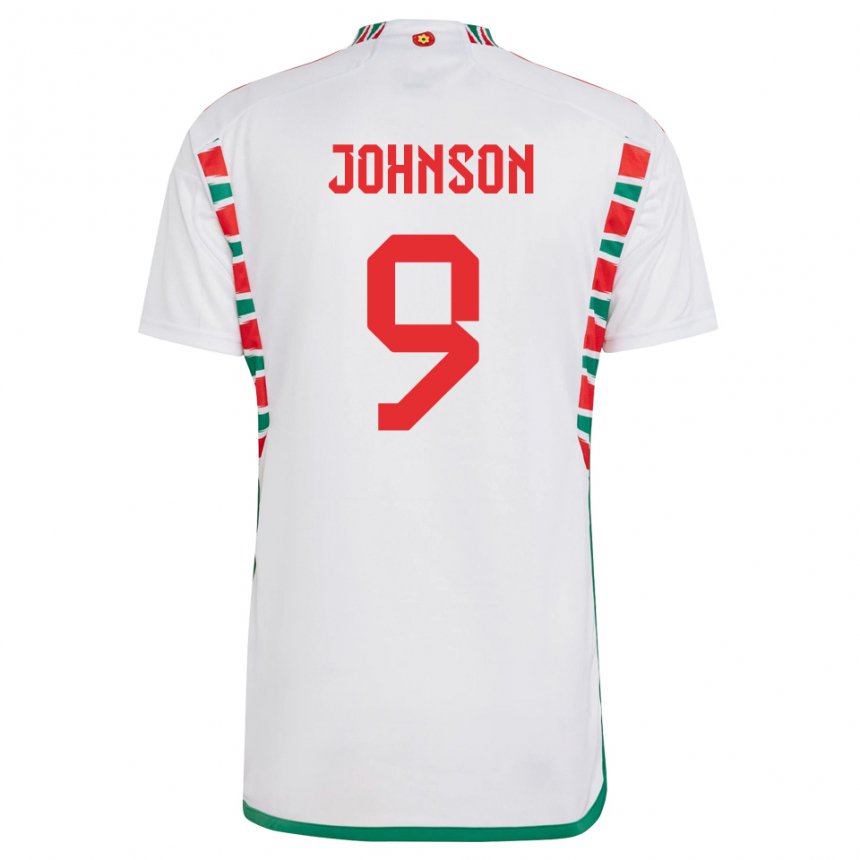 Mujer Camiseta Gales Brennan Johnson #9 Blanco 2ª Equipación 22-24 La Camisa México