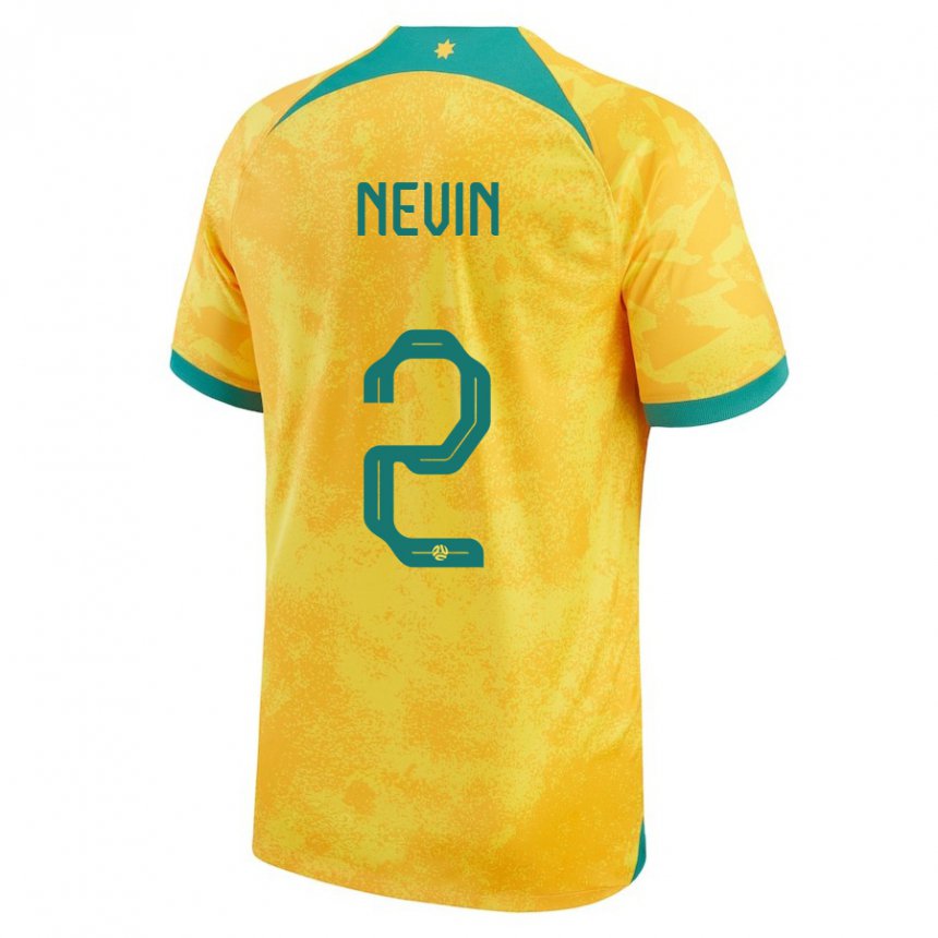 Niño Camiseta Australia Courtney Nevin #2 Dorado 1ª Equipación 22-24 La Camisa México