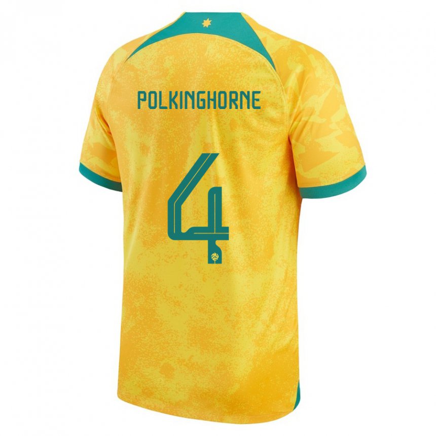 Niño Camiseta Australia Clare Polkinghorne #4 Dorado 1ª Equipación 22-24 La Camisa México