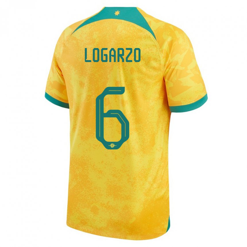 Niño Camiseta Australia Chloe Logarzo #6 Dorado 1ª Equipación 22-24 La Camisa México