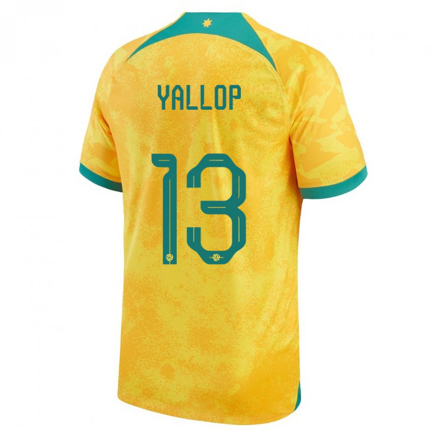 Niño Camiseta Australia Tameka Yallop #13 Dorado 1ª Equipación 22-24 La Camisa México