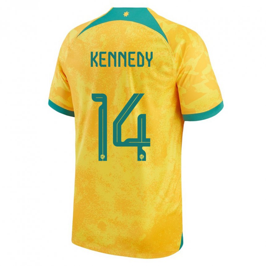 Niño Camiseta Australia Alanna Kennedy #14 Dorado 1ª Equipación 22-24 La Camisa México