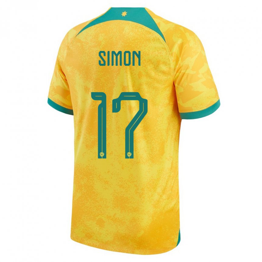 Niño Camiseta Australia Kyah Simon #17 Dorado 1ª Equipación 22-24 La Camisa México