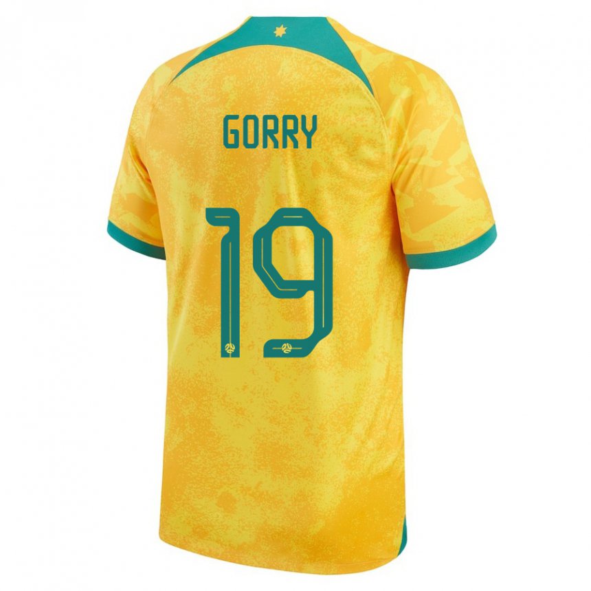 Niño Camiseta Australia Katrina Gorry #19 Dorado 1ª Equipación 22-24 La Camisa México