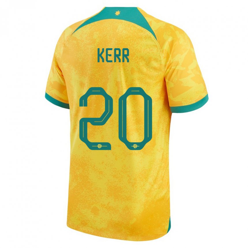 Niño Camiseta Australia Sam Kerr #20 Dorado 1ª Equipación 22-24 La Camisa México