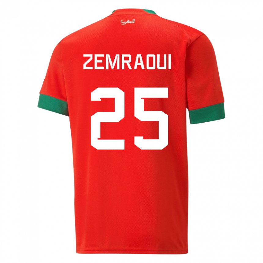 Niño Camiseta Marruecos Oussama Zemraoui #25 Rojo 1ª Equipación 22-24 La Camisa México