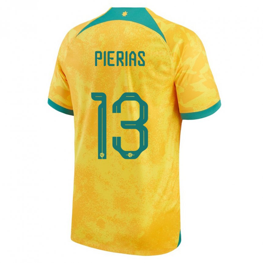 Niño Camiseta Australia Dylan Pierias #13 Dorado 1ª Equipación 22-24 La Camisa México