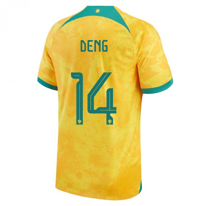 Niño Camiseta Australia Thomas Deng #14 Dorado 1ª Equipación 22-24 La Camisa México