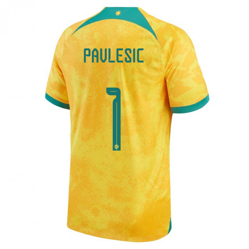 Niño Camiseta Australia Adam Pavlesic #1 Dorado 1ª Equipación 22-24 La Camisa México