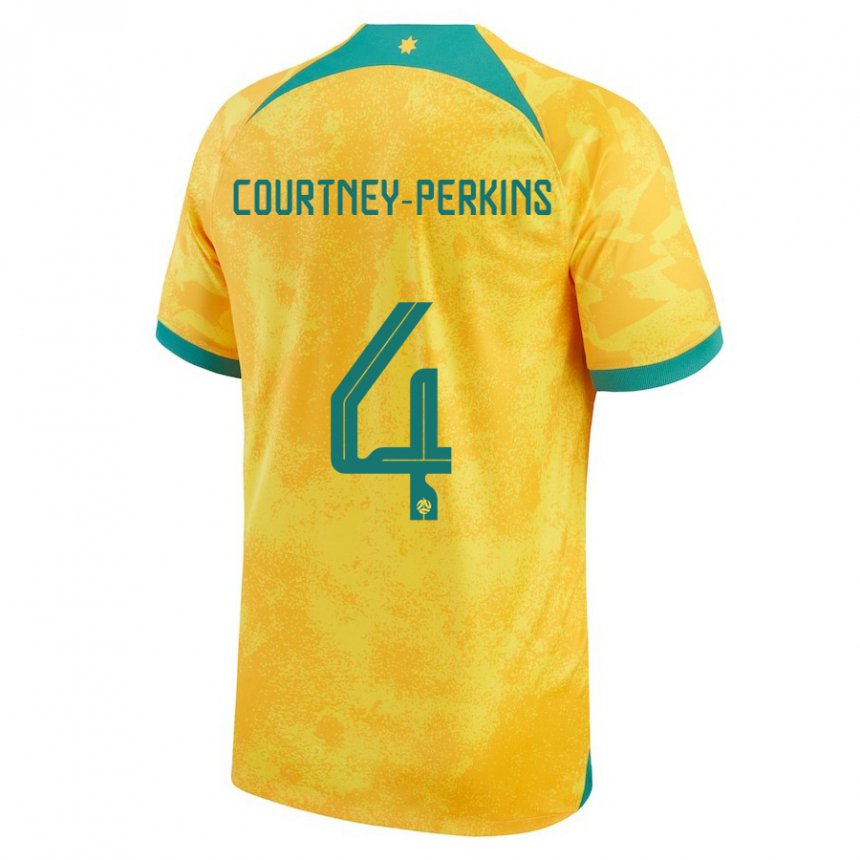 Niño Camiseta Australia Jordan Courtney Perkins #4 Dorado 1ª Equipación 22-24 La Camisa México