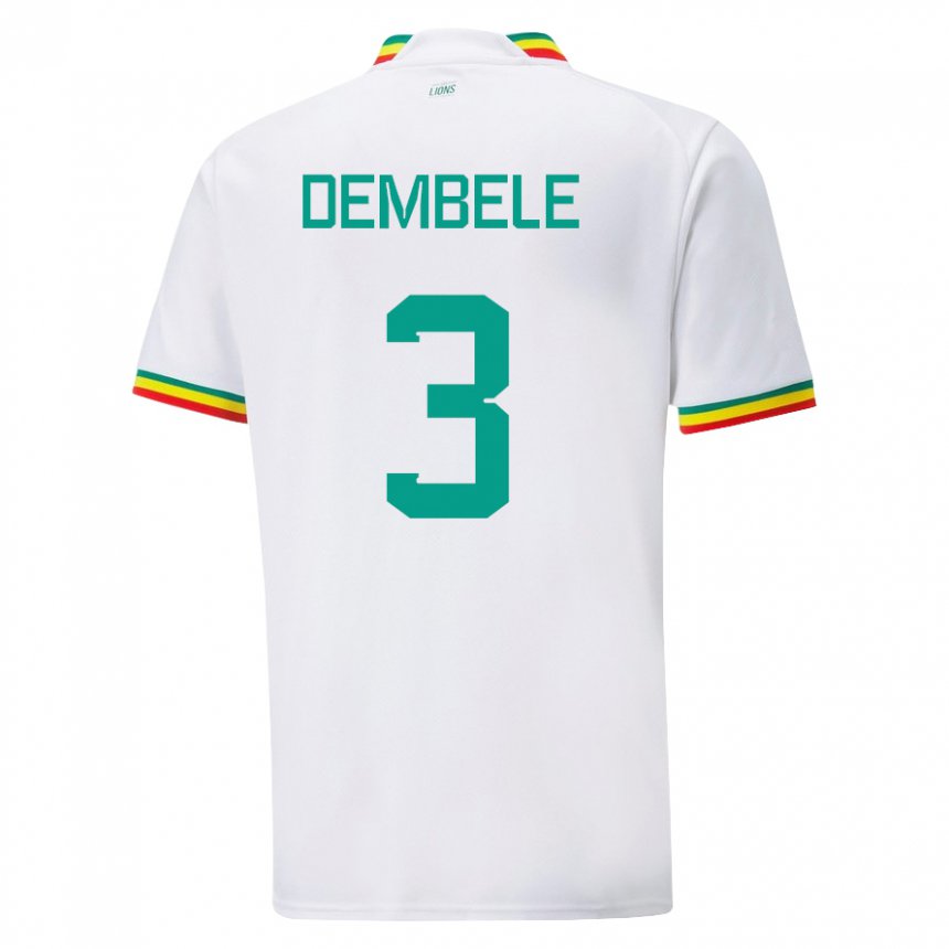 Niño Camiseta Senegal Anta Dembele #3 Blanco 1ª Equipación 22-24 La Camisa México