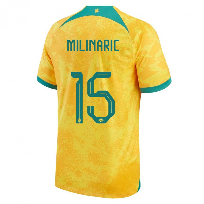 Niño Camiseta Australia Anton Milinaric #15 Dorado 1ª Equipación 22-24 La Camisa México