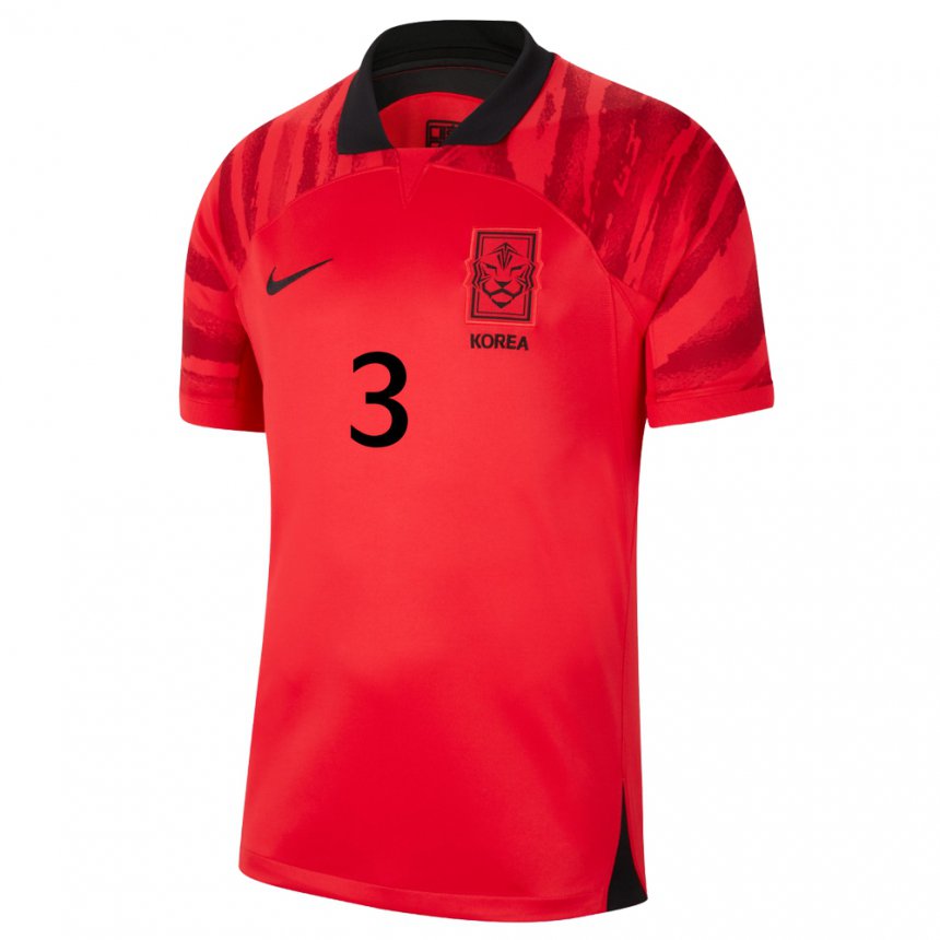 Niño Camiseta Corea Del Sur Hong Hye Ji #3 Negro Rojo 1ª Equipación 22-24 La Camisa México