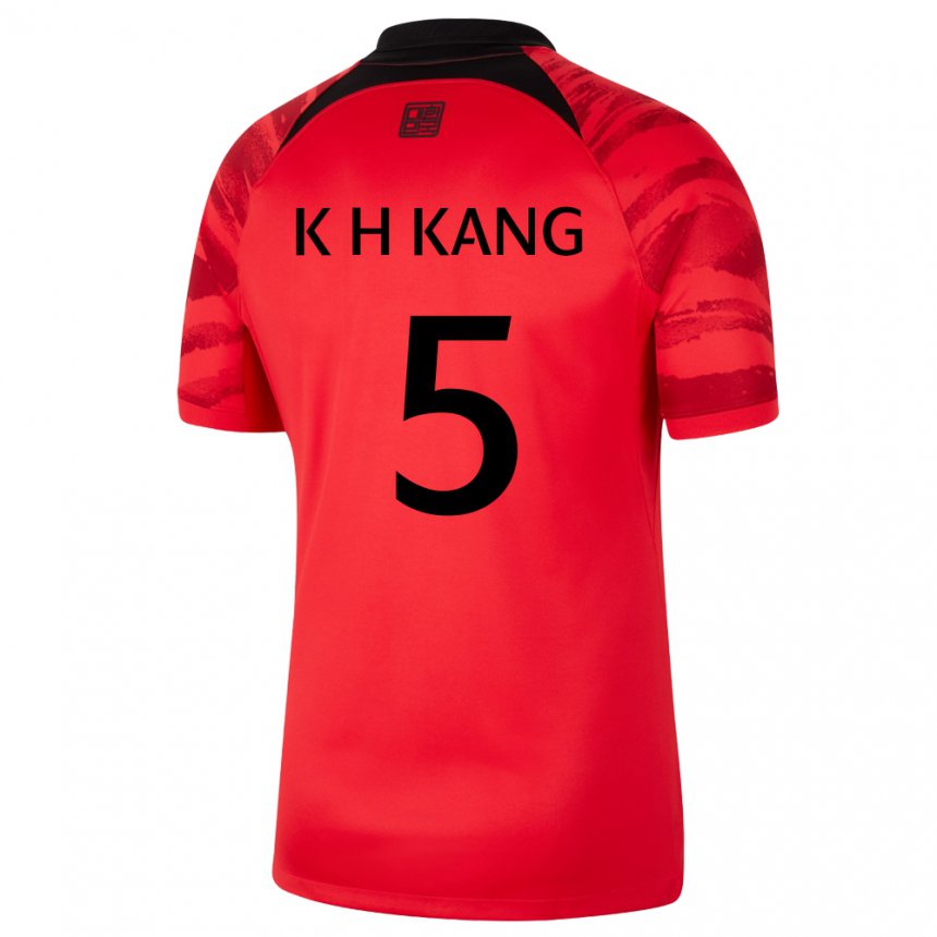 Niño Camiseta Corea Del Sur Kang Kyo Hun #5 Negro Rojo 1ª Equipación 22-24 La Camisa México