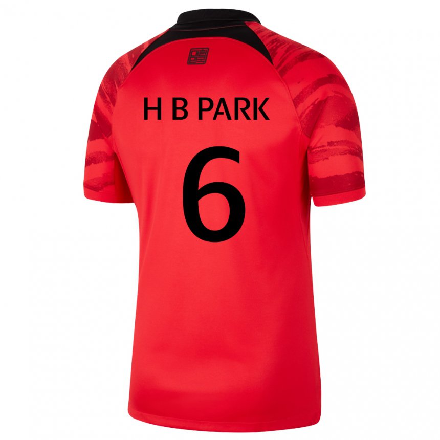 Niño Camiseta Corea Del Sur Park Hyeon Bin #6 Negro Rojo 1ª Equipación 22-24 La Camisa México