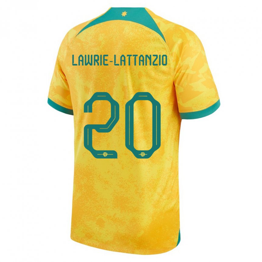 Niño Camiseta Australia Luis Lawrie Lattanzio #20 Dorado 1ª Equipación 22-24 La Camisa México