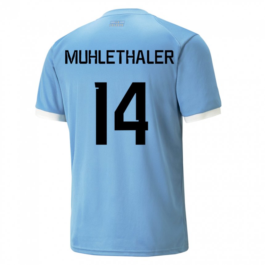 Niño Camiseta Uruguay Stiven Muhlethaler #14 Azul 1ª Equipación 22-24 La Camisa México