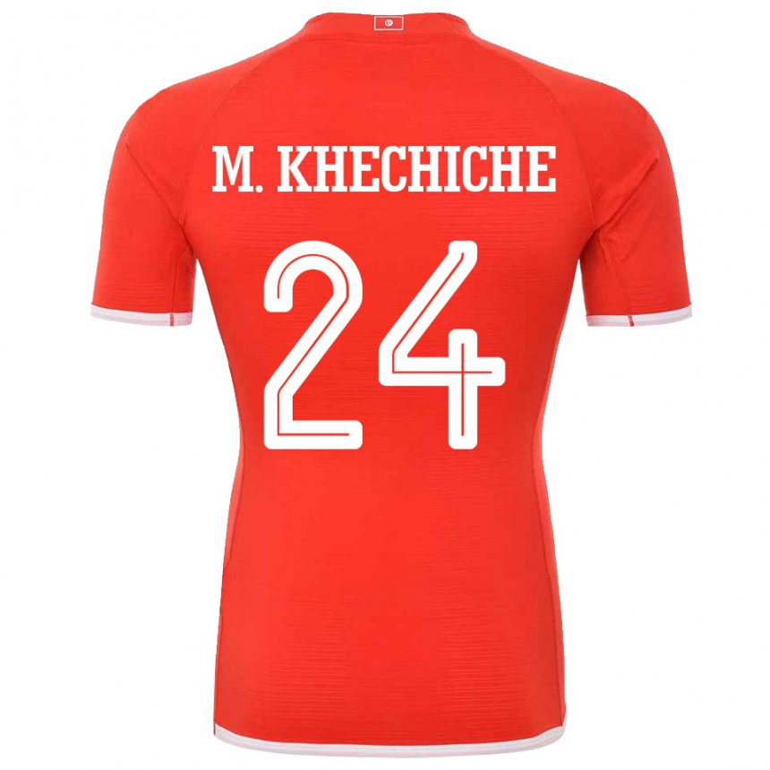 Niño Camiseta Túnez Mohamed Amine Khechiche #24 Rojo 1ª Equipación 22-24 La Camisa México