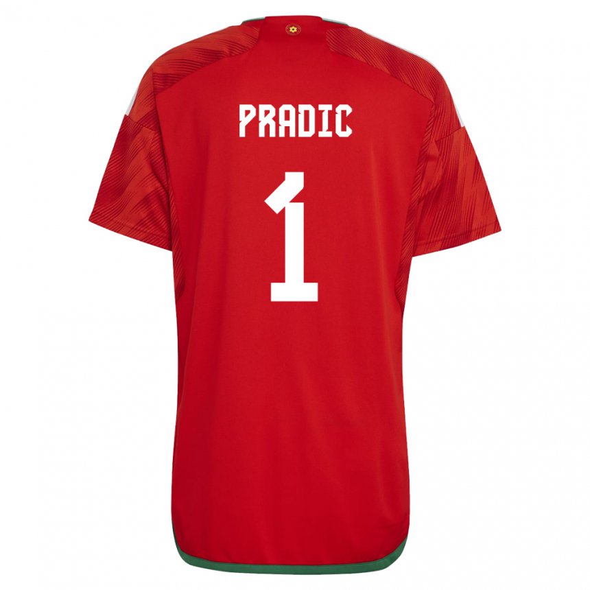 Niño Camiseta Gales James Pradic #1 Rojo 1ª Equipación 22-24 La Camisa México