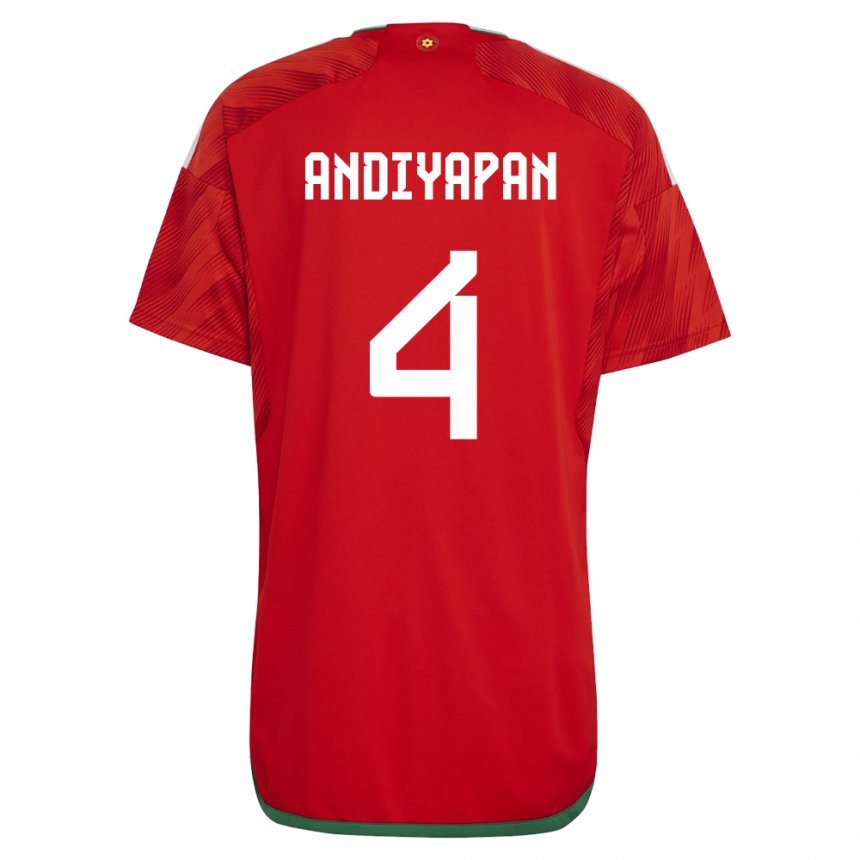 Niño Camiseta Gales William Andiyapan #4 Rojo 1ª Equipación 22-24 La Camisa México