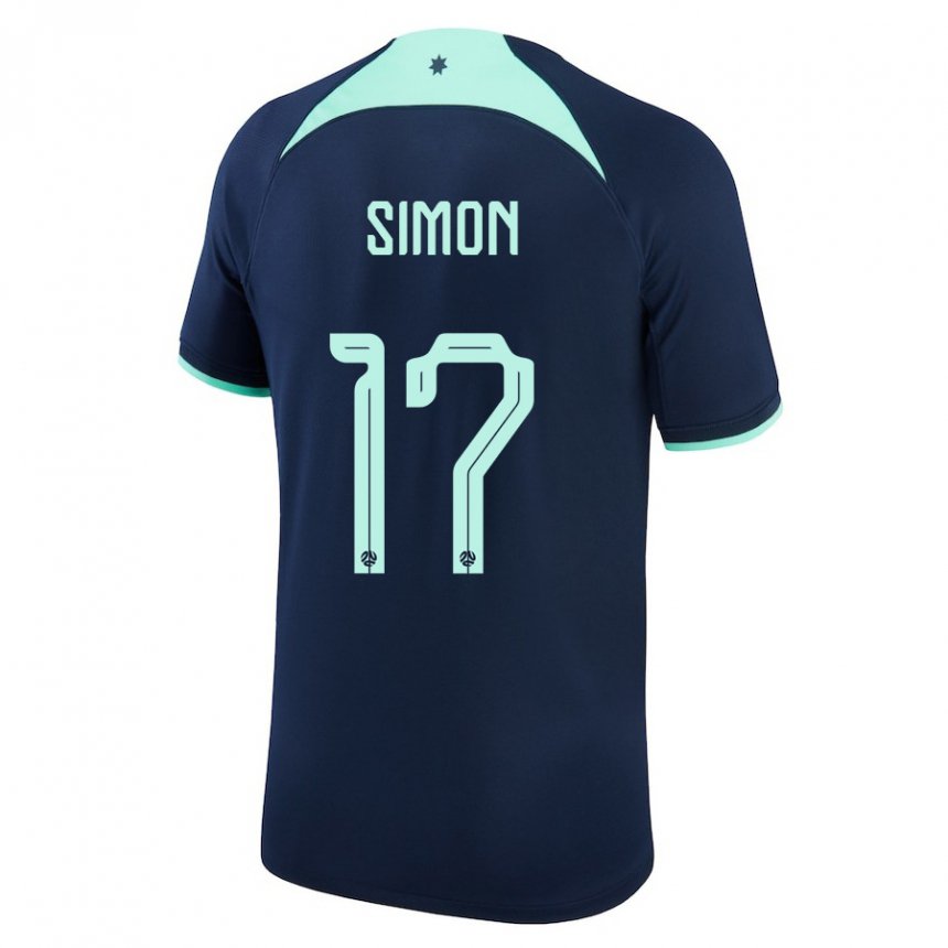 Niño Camiseta Australia Kyah Simon #17 Azul Oscuro 2ª Equipación 22-24 La Camisa México