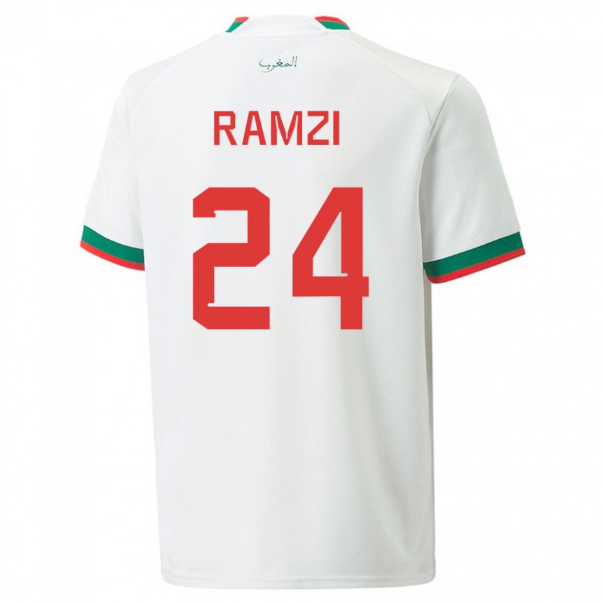 Niño Camiseta Marruecos Achraf Ramzi #24 Blanco 2ª Equipación 22-24 La Camisa México