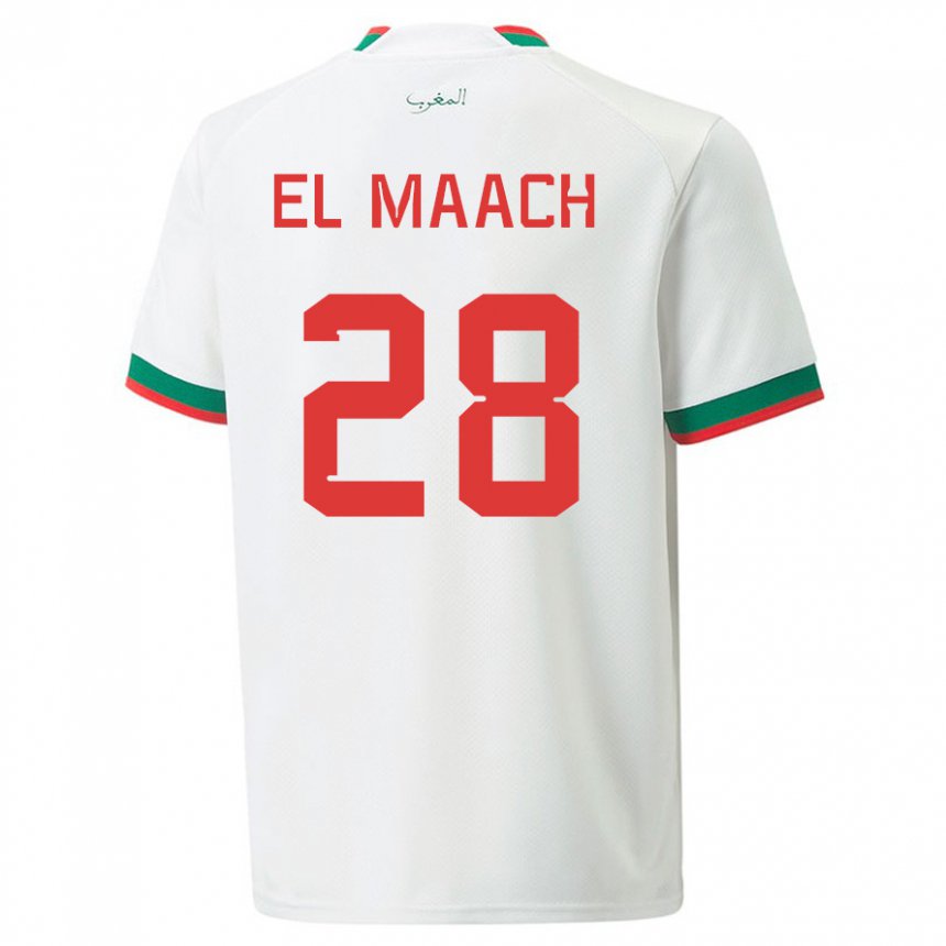 Niño Camiseta Marruecos Fouad El Maach #28 Blanco 2ª Equipación 22-24 La Camisa México